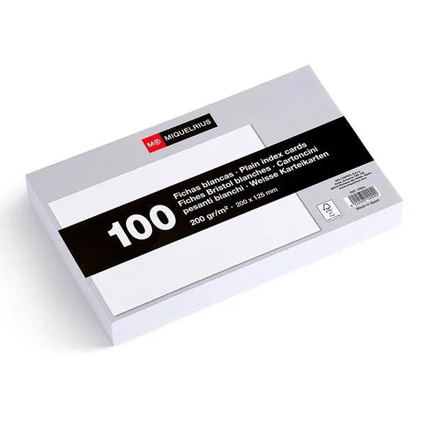 Fichas lisas 125x200 mm MiquelRius blancas en papelería Badajoz – disponibles en Be To Be Menacho y Valdepasillas