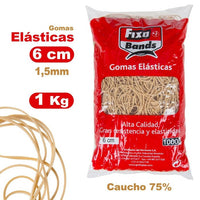 Gomas Elásticas -  Gomillas Elásticas - Bolsa de Gomas Elásticas Paquete de 1KG Nº 6 cm - Fixo
