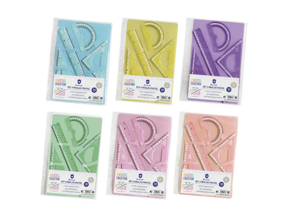 Juego De Reglas Colores Pastel Con Funda Para Carpeta De Anillas - Bismark