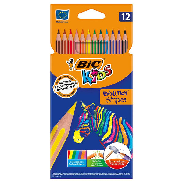 Lápices De Colores Evolution Stripes 12 Colores - Bic Kids