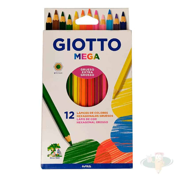 Lápices Gruesos Mega 12 Colores Extra Largos - Giotto