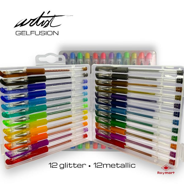 Set 24 boligrafos Alex Bog metalico y glitter en papeleria Badajoz disponible en Be To Be Menacho y Valdepasillas