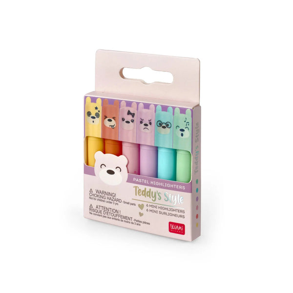 Set Mini Marcadores Resaltadores Colores Pastel Teddy´s Style - Legami