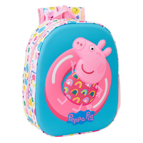 Mochila Infantil 3D Peppa Pig Con Bolsillo Para Botella - Safta