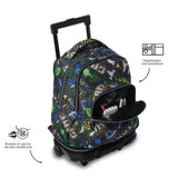 Mochila Escolar Grande Con Ruedas Desmontable Tiza Gamer Retro Talla L - Totto