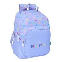 Mochila Escolar Grande Tres Compartimentos Benetton Lila Adaptable a Carro Talla L - Safta