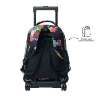 Mochila Escolar Grande Con Ruedas Totto Desmontable Sticky Pegatinas - Modelo Tiza - Carro Desmontable Talla L - Totto