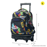 Mochila Escolar Grande Con Ruedas Totto Desmontable Sticky Pegatinas - Modelo Tiza - Carro Desmontable Talla L - Totto