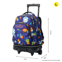 Mochila Escolar Grande Con Ruedas Totto Desmontable Space Blue Pixel - Modelo Tiza - Carro Desmontable Talla L - Totto
