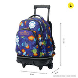 Mochila Escolar Grande Con Ruedas Totto Desmontable Space Blue Pixel - Modelo Tiza - Carro Desmontable Talla L - Totto