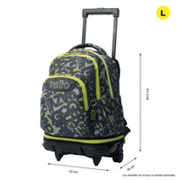 Mochila Escolar Grande Con Ruedas Totto Desmontable Texgrunge Grafitti - Modelo Tiza - Carro Desmontable Talla L - Totto