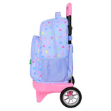 Mochila Escolar Grande Con Ruedas Benetton Lila Corazones - Mochila Doble Compartimento Con Carro De Quita Y Pon Benetton Lila Corazones - Mochila Benetton Lila Corazones Con Ruedas  - Safta