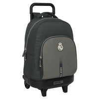 Mochila Escolar Grande Con Ruedas Real Madrid Tercera Equipación - Mochila Doble Compartimento Carro Quita Y Pon Real Madrid Tercera Equipación - Mochila Real Madrid Gris Con Carro Desmontable - Safta