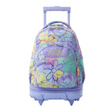 Mochila Escolar Grande Con Ruedas Totto Desmontable Grafily Flores y Corazones Pastel - Modelo Tiza - Carro Desmontable Talla L - Totto