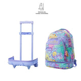 Mochila Escolar Grande Con Ruedas Totto Desmontable Grafily Flores y Corazones Pastel - Modelo Tiza - Carro Desmontable Talla L - Totto