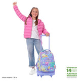 Mochila Escolar Grande Con Ruedas Totto Desmontable Grafily Flores y Corazones Pastel - Modelo Tiza - Carro Desmontable Talla L - Totto