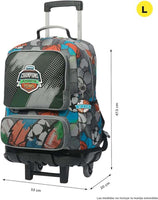 Mochila Escolar Grande Con Ruedas Multisport As Del Deporte Rue Bomper Renglones Talla L - Totto