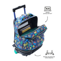 Mochila Escolar Grande Con Ruedas Totto Desmontable Tello Soles y Planetas - Modelo Tiza - Carro Desmontable Talla L - Totto
