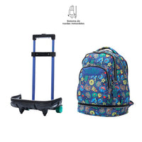 Mochila Escolar Grande Con Ruedas Totto Desmontable Tello Soles y Planetas - Modelo Tiza - Carro Desmontable Talla L - Totto