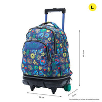 Mochila Escolar Grande Con Ruedas Totto Desmontable Tello Soles y Planetas - Modelo Tiza - Carro Desmontable Talla L - Totto