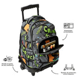 Mochila Escolar Grande Con Ruedas Truck 2 Coches TT Rue Bomper Renglones Talla L - Totto