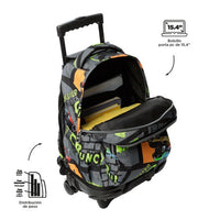 Mochila Escolar Grande Con Ruedas Truck 2 Coches TT Rue Bomper Renglones Talla L - Totto