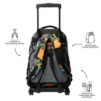 Mochila Escolar Grande Con Ruedas Truck 2 Coches TT Rue Bomper Renglones Talla L - Totto