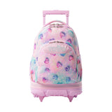 Mochila Escolar Grande Con Ruedas Totto Desmontable Corazones Rosas y Azules - Modelo Tiza - Carro Desmontable Talla L - Totto