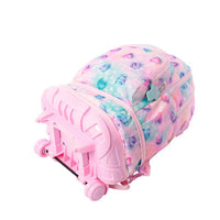 Mochila Escolar Grande Con Ruedas Totto Desmontable Corazones Rosas y Azules - Modelo Tiza - Carro Desmontable Talla L - Totto