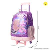 Mochila Escolar Grande Con Ruedas Unispace Unicornio Brillante Bomper Talla L - Totto