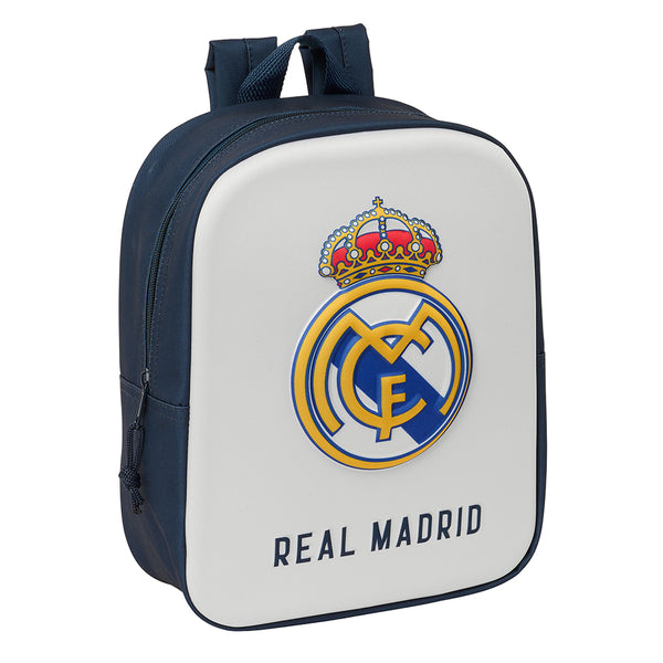 Mochila Preescolar Real Madrid 3D Primera Equipación - Mochila De Guardería Real Madrid Escudo 3D - Mochila Infantil Escolar Real Madrid - Safta