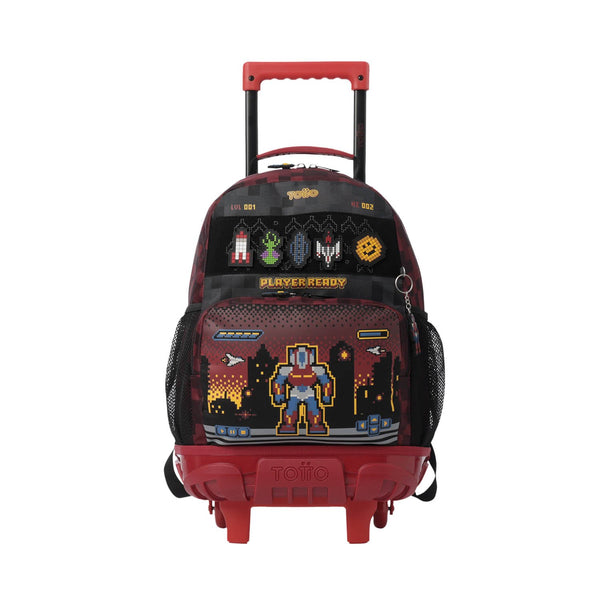 Mochila Escolar Mediana Con Ruedas Rue Bomper Digibot Gamers Consolas Talla M - Totto