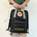 Mochila Para Viajeros Saludos del Mundo Color Negro ¡Viájame! Inglés - Pepita Viajera