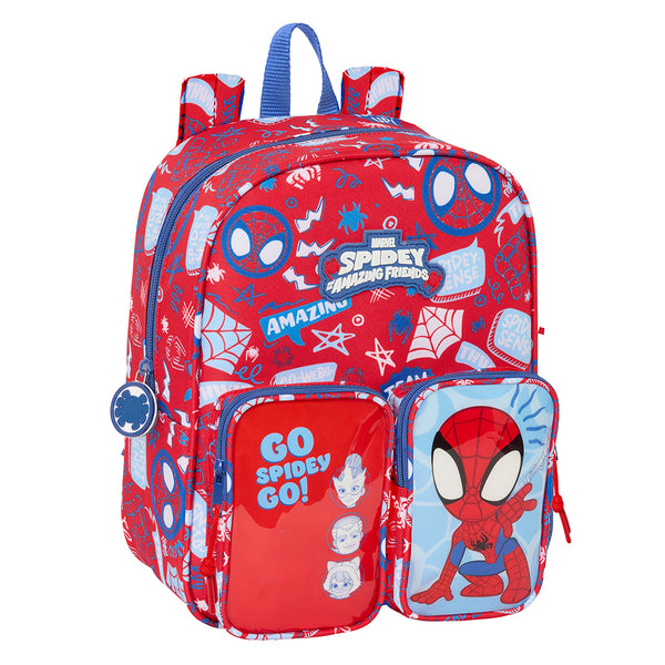 Mochila Guardería Spidey Marvel Con Bolsillos Adaptable a Carro - Safta