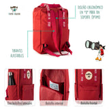 Mochila Para Viajeros Saludos del Mundo Color Rojo Inglés - Pepita Viajera