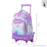 Mochila Escolar Grande Con Ruedas Desmontable Tiza Corazones y Estrellas Talla L - Totto