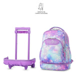 Mochila Escolar Grande Con Ruedas Desmontable Tiza Corazones y Estrellas Talla L - Totto