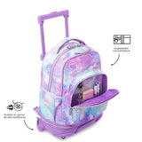 Mochila Escolar Grande Con Ruedas Desmontable Tiza Corazones y Estrellas Talla L - Totto