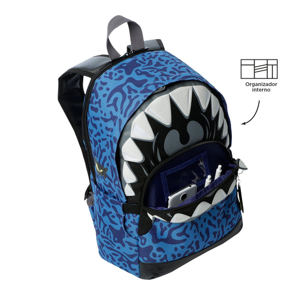 Mochila Escolar Sharky Dientes De Tiburón Talla M - Totto
