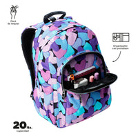 Mochila Escolar Grande Acuareles Acuareles Dear Blue Corazones - Totto