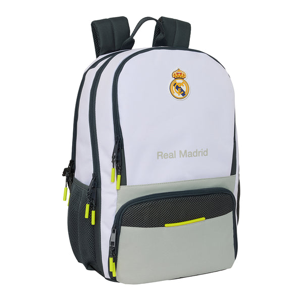 Mochila Escolar Grande Para Padel Real Madrid Primera Equipación - Mochila Escolar Con Cuatro Compatimentos  Para Uso Escolar y Extraescolares De Padel Real Madrid Equipación 24/25 - Safta