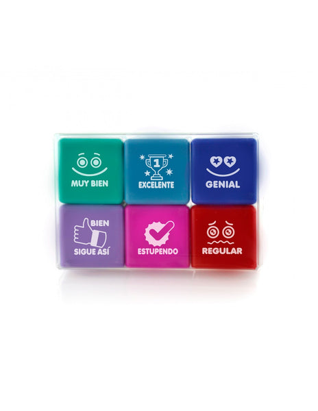 Pack 6 sellos de motivación en castellano para profesores en papelería Badajoz – disponible en Be To Be Menacho y Valdepasillas