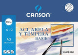 Láminas De Papel Blanco Para Acuarelas, Témpera Y Guache A3 Grano Fino 370 Gramos - Canson