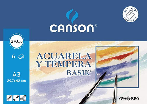Láminas De Papel Blanco Para Acuarelas, Témpera Y Guache A3 Grano Fino 370 Gramos - Canson