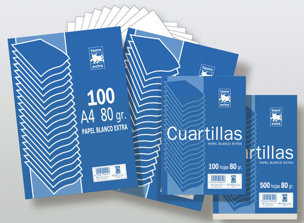 Paquete De 100 Folios A4 Liso 80gr Papel Blanco Extra - Tauro