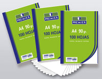 Paquete De 100 Folios A4 Liso 90 Grs Papel Blanco Extra - Premier
