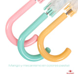 Paraguas Juvenil Automático Transparente Mango Colores Variados Pastel - Roymart
