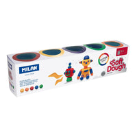 Pasta Blanda Para Modelar 5 Colores Con Brillantina Caja 5 Botes 142 g Pasta Blanda Moldear Basic Soft Dough Con Brillantina Pasta Infantil Plastilina A Base De Trigo  - Milan