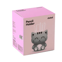 Cubilete Portalápices Organizador De Sobremesa Escritorio Gatito Gris Pencil Holder - Itotal