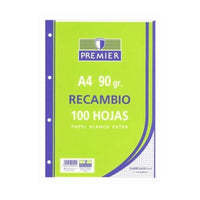 Recambio Premier A4 4/T 90 gr Cuadrícula 4x4 mm 100 Hojas - Premier